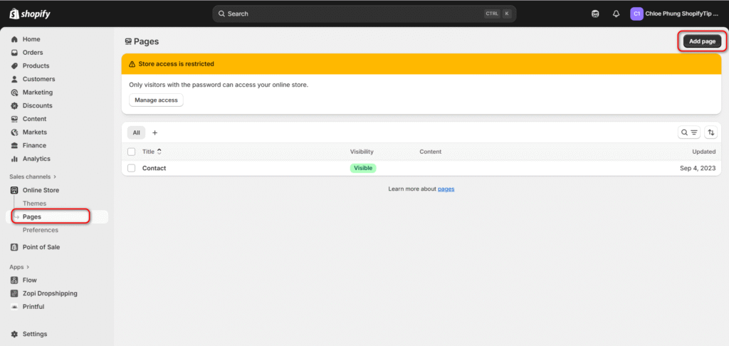 Add more Shopify pages