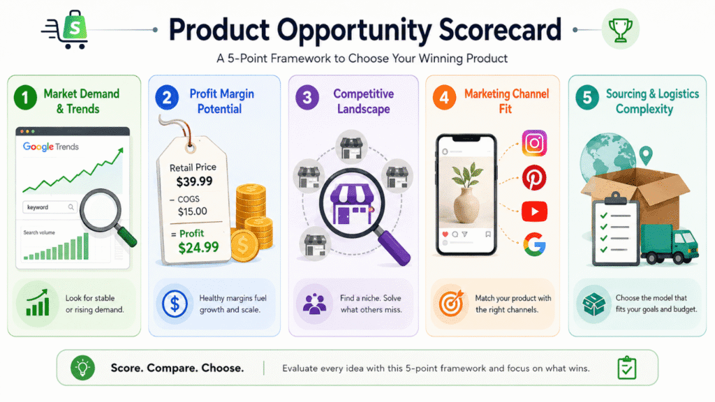 product opportunity scorecard to choose winning products