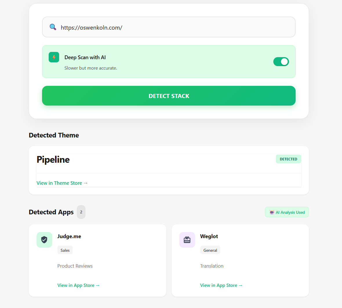 shopify theme and app detector oswenkoln