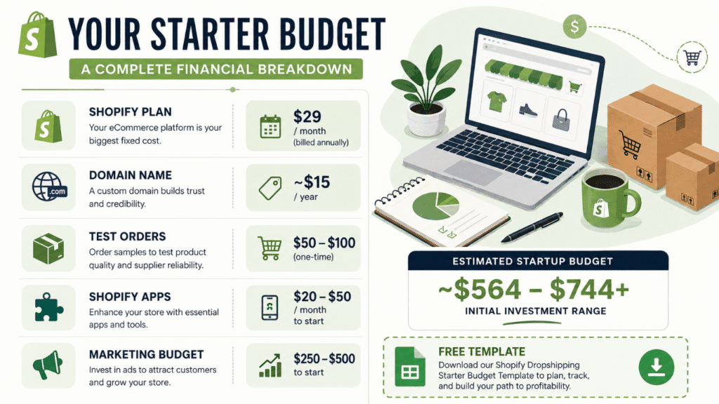 starter budget how to dropship on Shopify