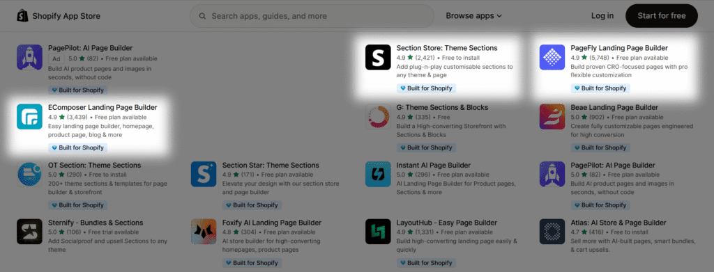 top shopify page builder apps