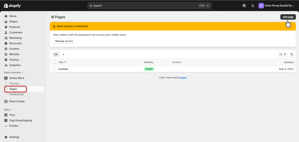 Add more Shopify pages