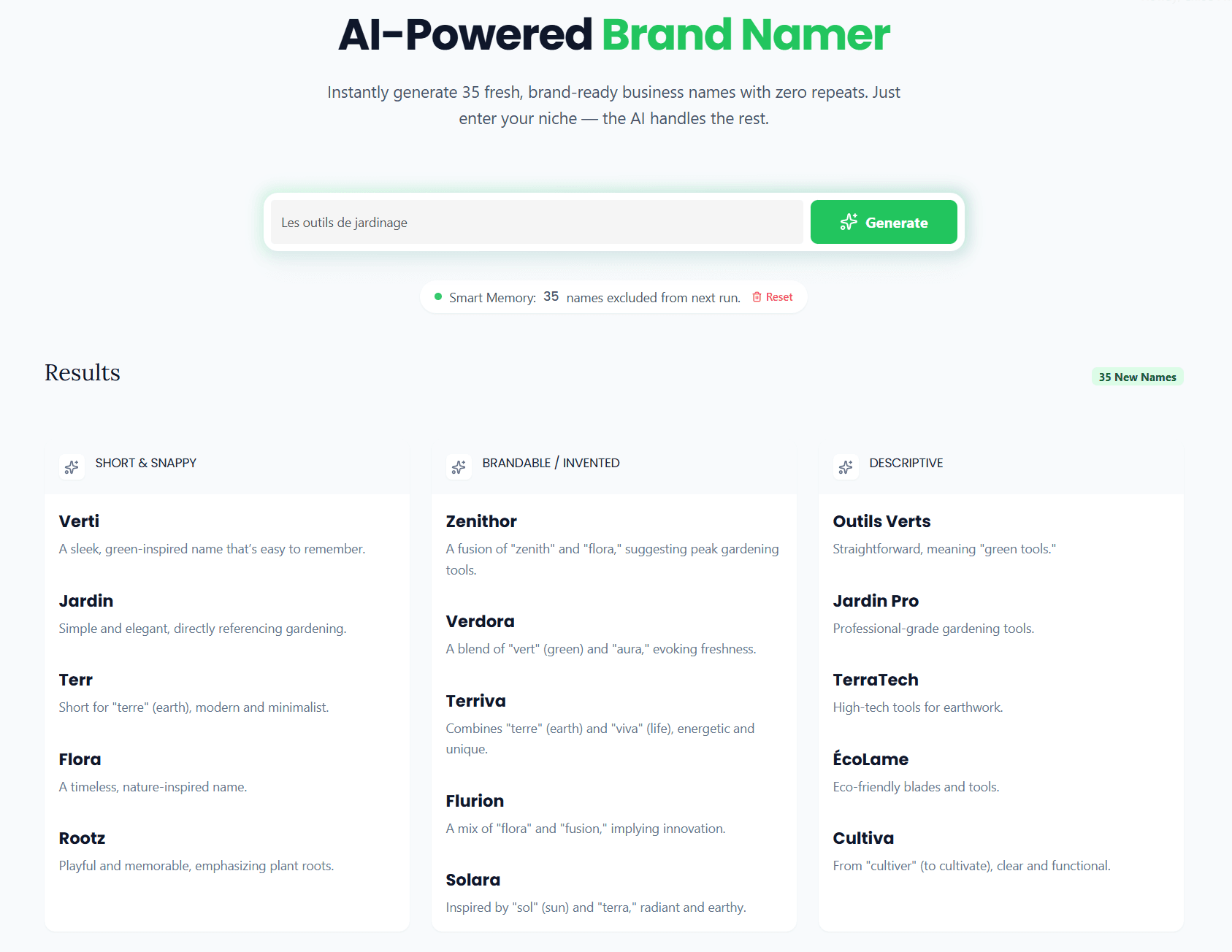 French Shopify business name generator demo