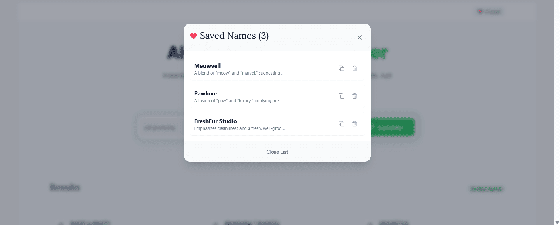 Saved Shopify brand name list