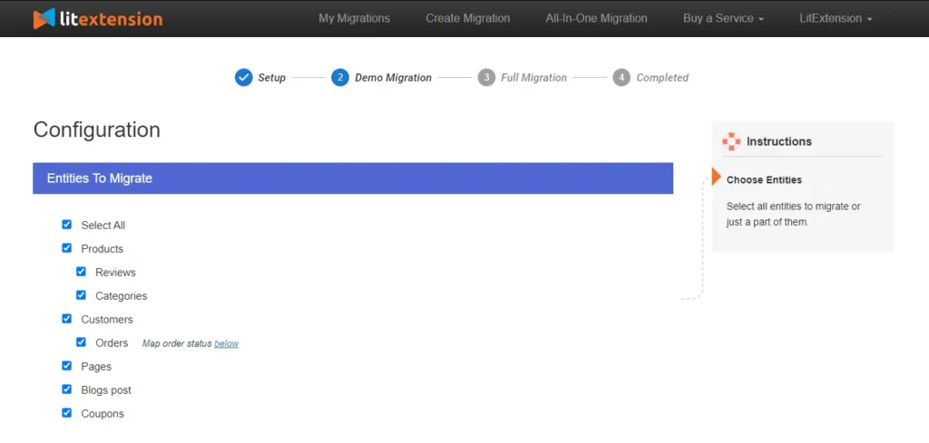 Select the Data You Want to Migrate