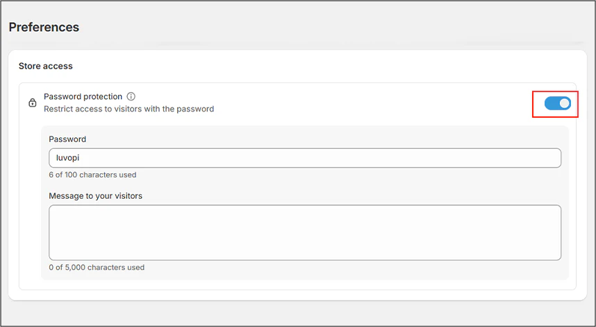 disable-password-from-shopify-store
