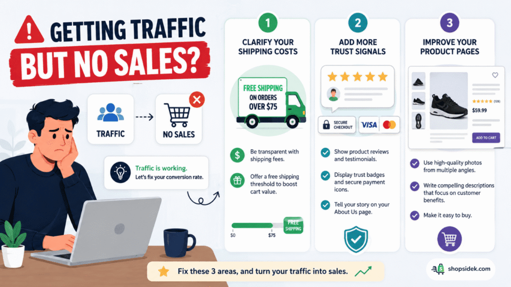 solution to getting traffic but no sales