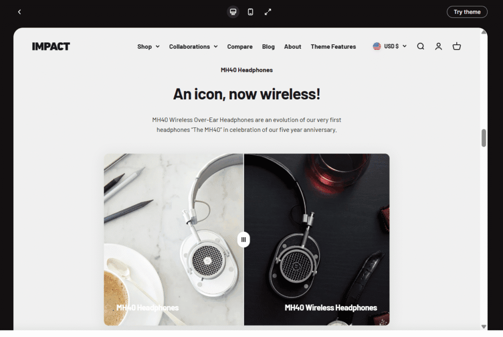 Before After Slider Impact theme