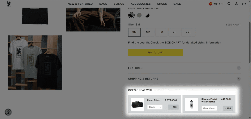 Chrome Industries Impact theme cross-selling