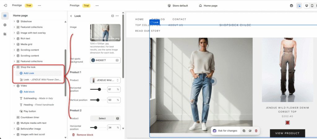 Custom Shop the Look in Prestige theme