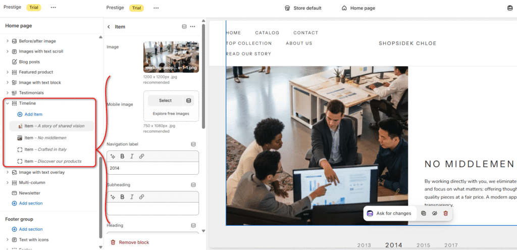 Custom Timeline in Prestige theme
