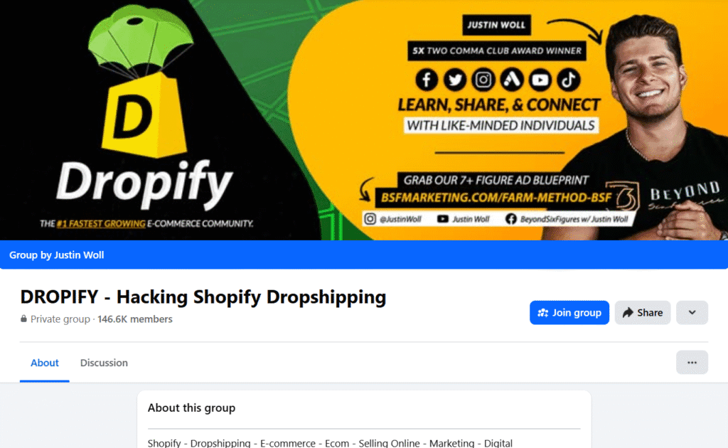 DROPIFY - Hacking Shopify Dropshipping FB Group