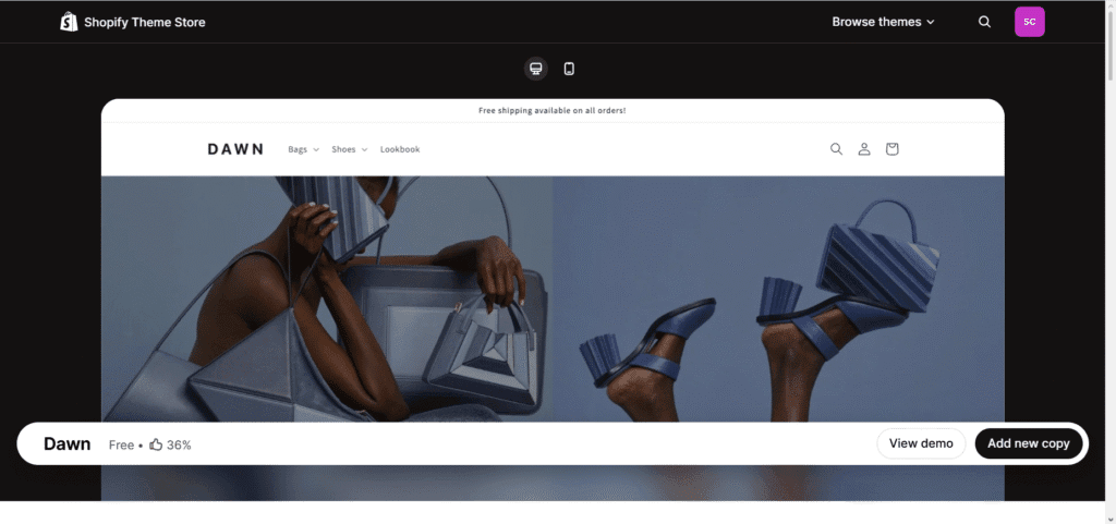 Dawn Shopify Theme default