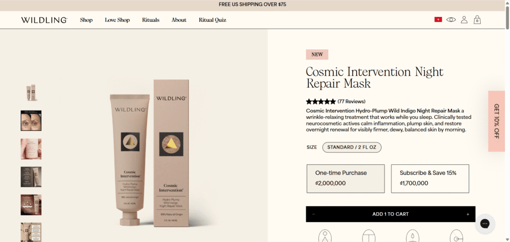 Dawn Shopify theme product page example