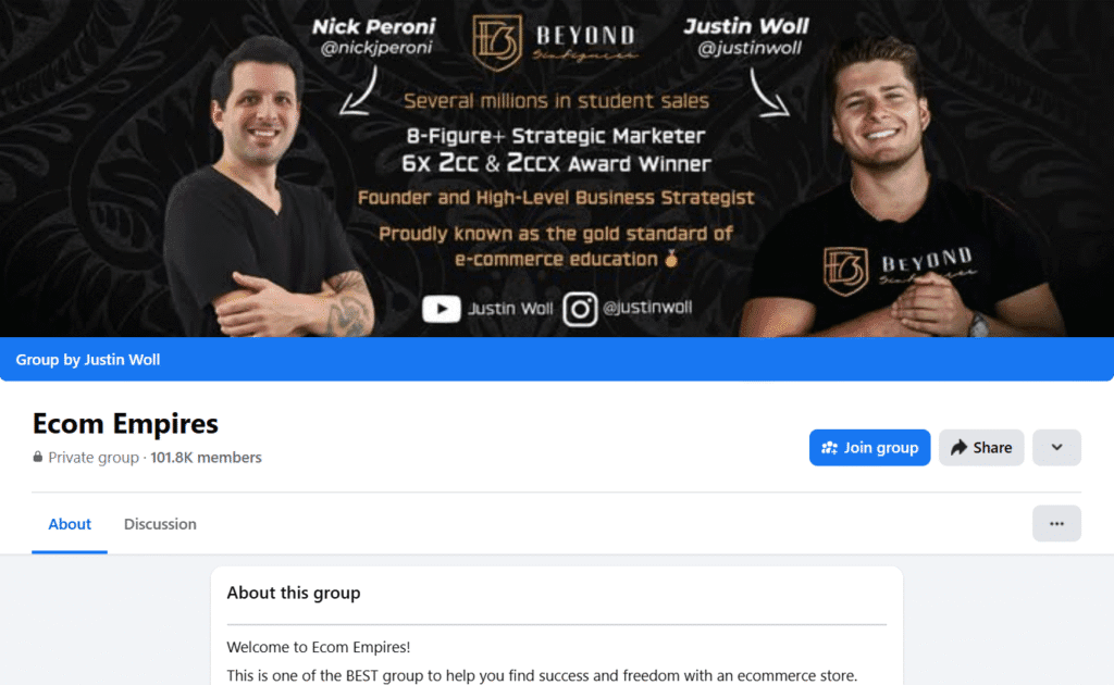 Ecom Empires_Shopify Facebook Group