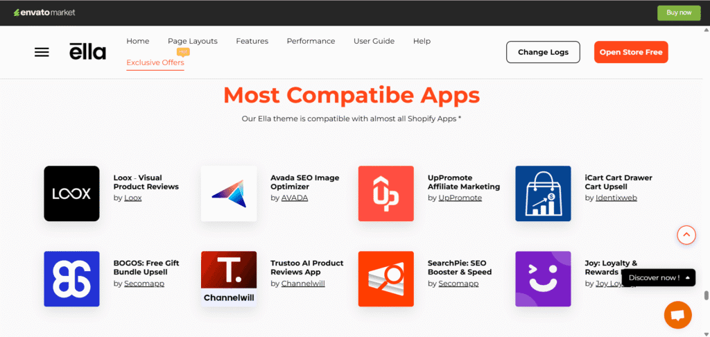 Ella shopify theme compatible apps