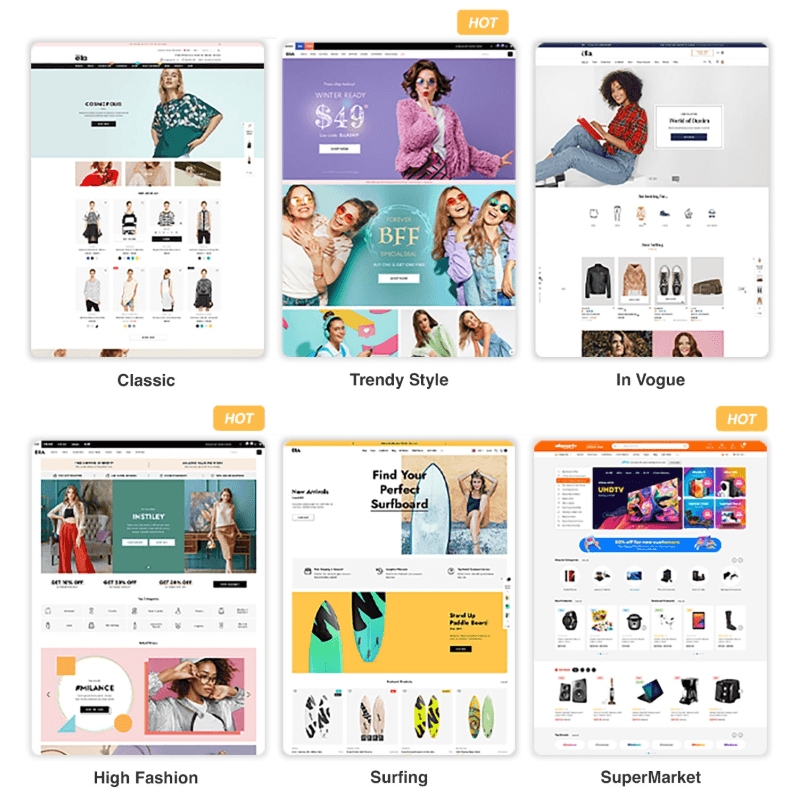 Ella theme homepage layouts