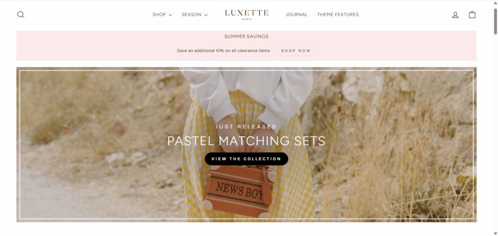 Impulse Shopify theme subcollection