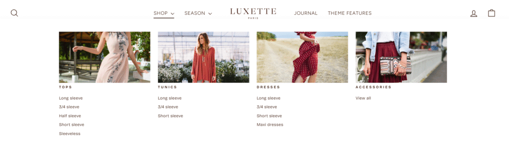 Impulse theme mega menu