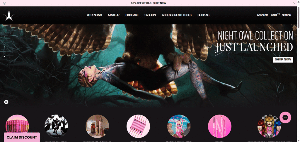 Jeffree Star Cosmetics Ella Shopify theme hero banner