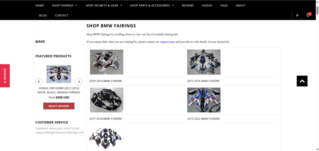 King's Motorcycle Fairings Ella theme collection page