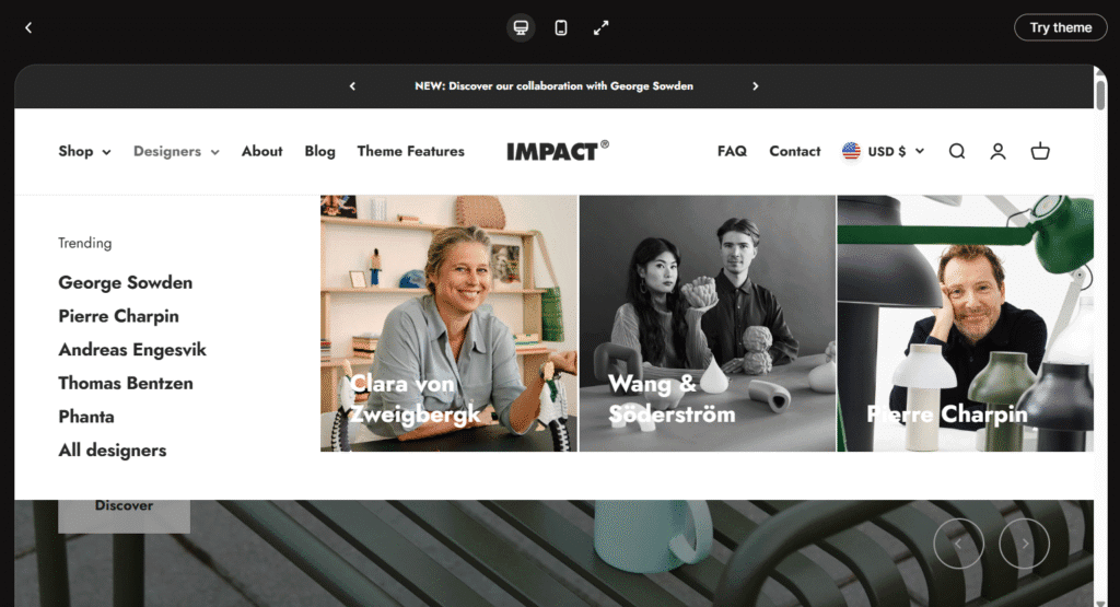 Mega Menu Impact theme