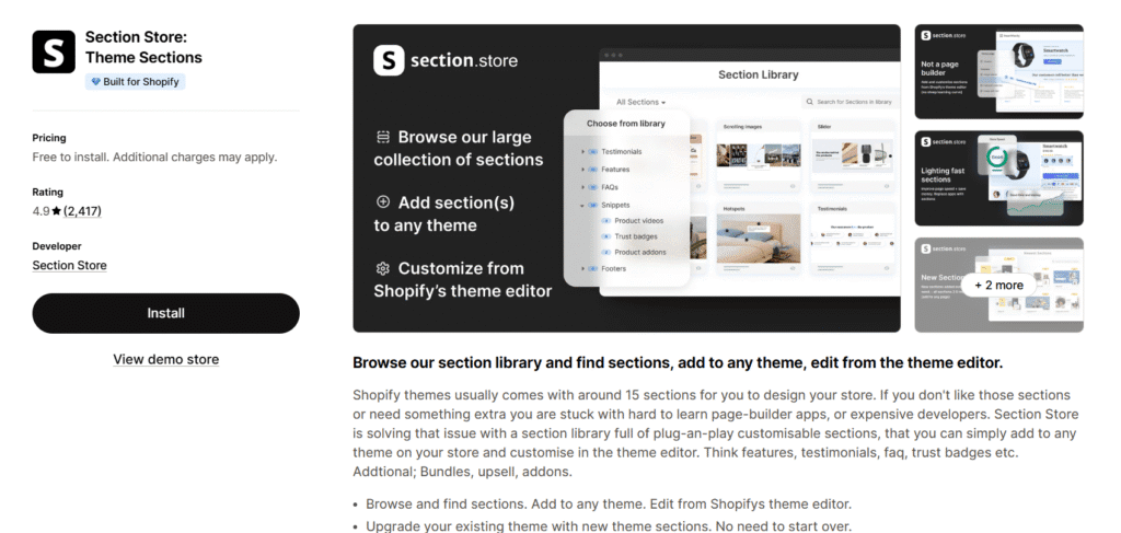 Section Store theme sections