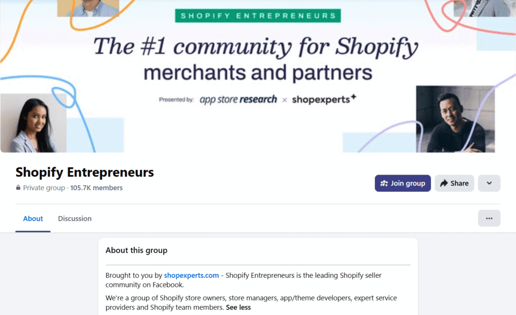 Shopify Entrepreneurs_Shopify Facebook Groups