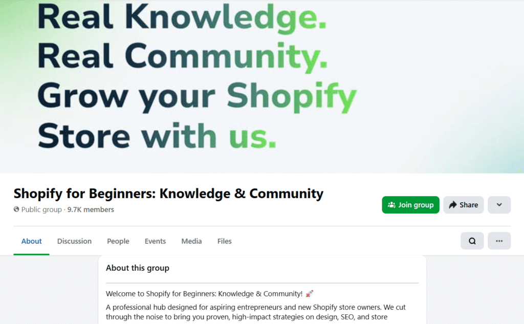 Shopify for Beginners Knowledge and Community