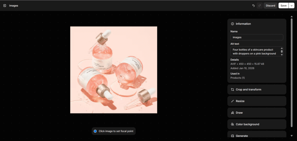 Shopify product image alt text