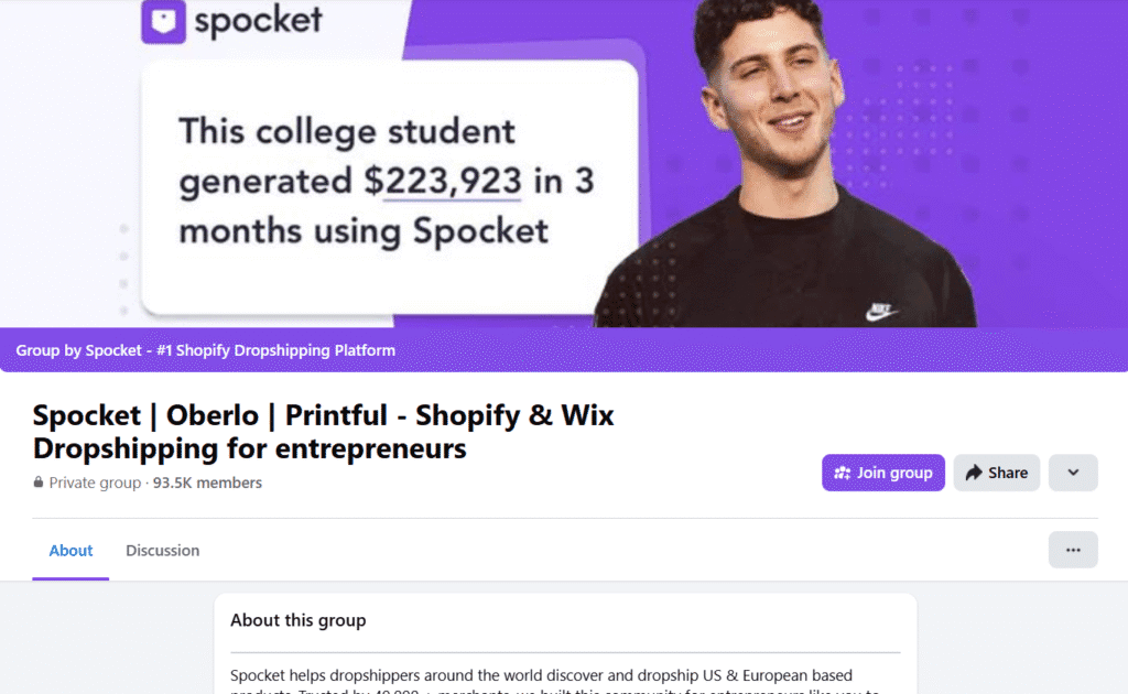 Spocket Dropshipping FB Group