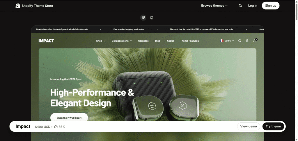 The Impact Shopify Theme Free Unlimited Trial