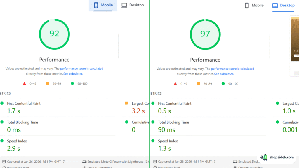 The Prestige Shopify Theme Google PageSpeed Insights