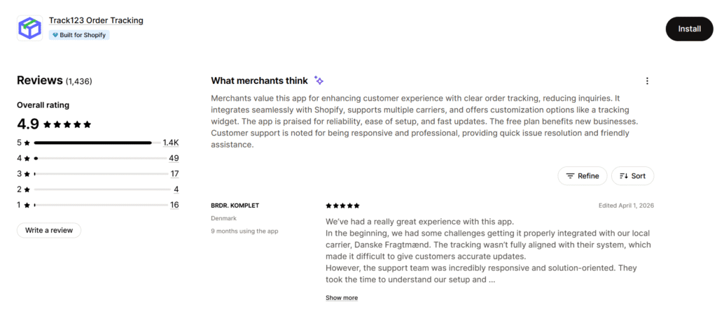 Track123 Order Tracking reviews