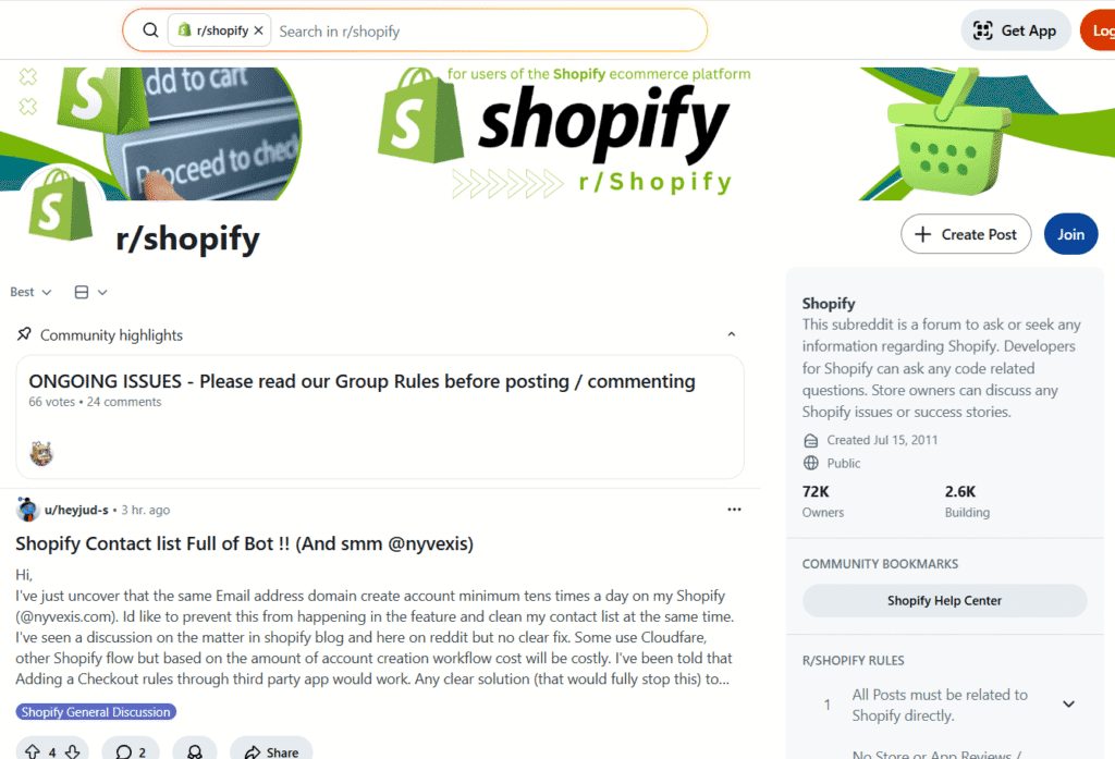 shopify subreddit