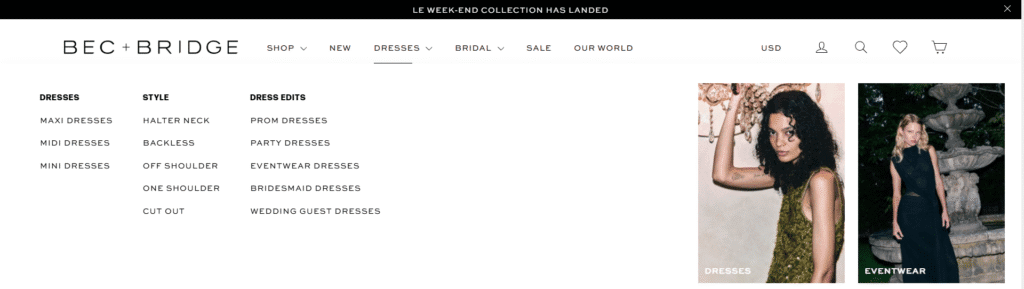 Bec Bridge Mega menu