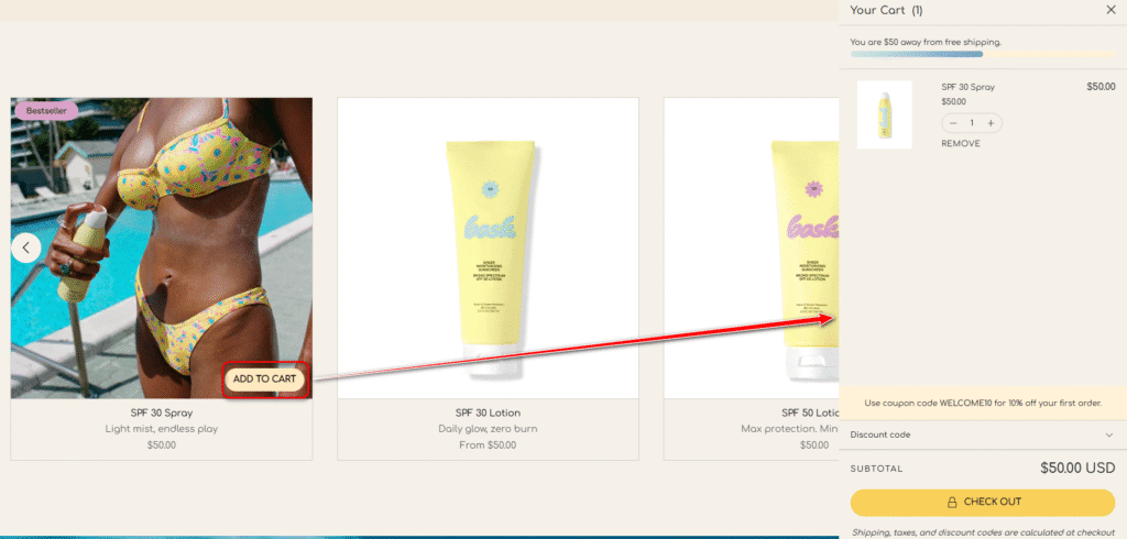 Broadcast theme quick add to cart