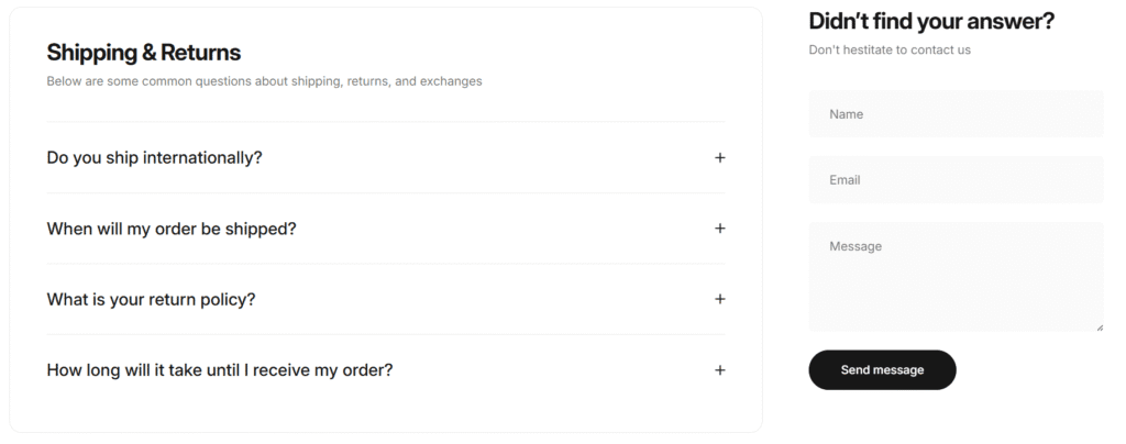 Concept theme FAQ page template