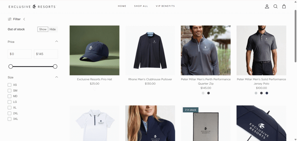 Exclusive Resort Symmetry store