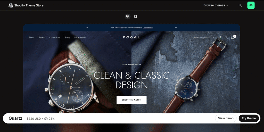 Quartz Focal theme shopify demo