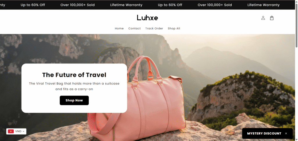 Shrine shopify theme Luhxe homepage example