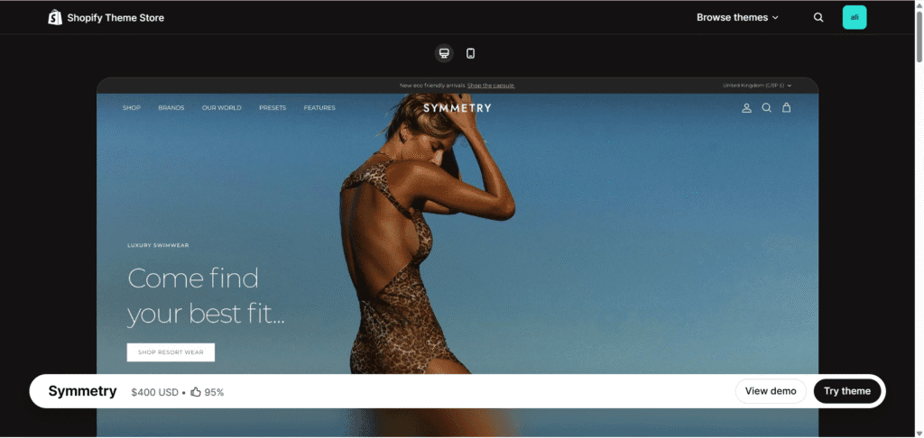 Symmetry Shopify theme