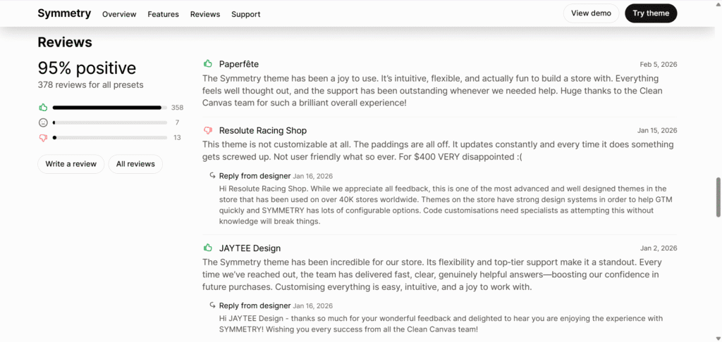 Symmetry Shopify theme review