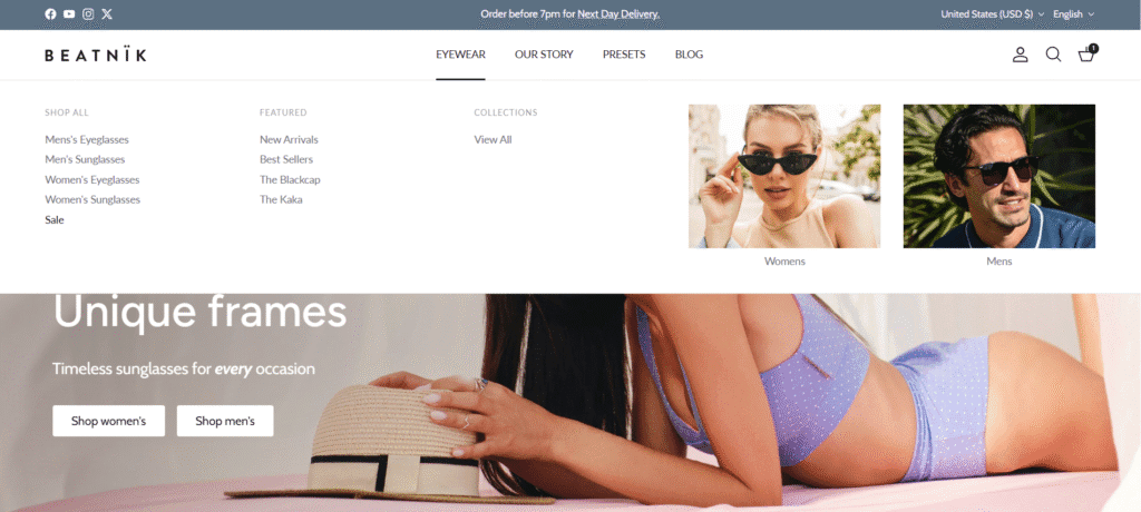 Symmetry theme mega menu