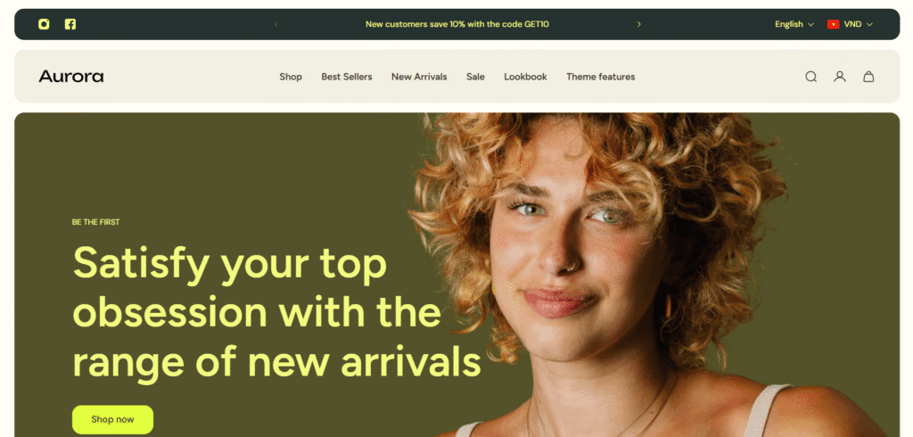 Aurora hero banner section