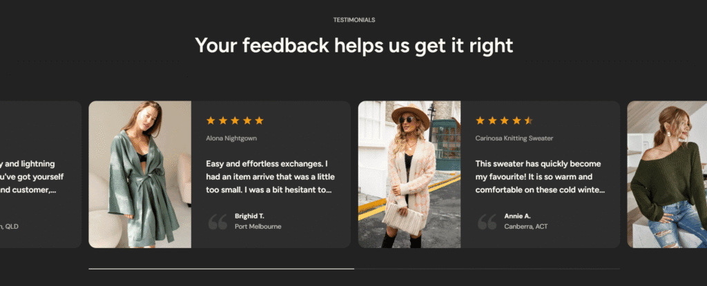 Aurora testimonial section