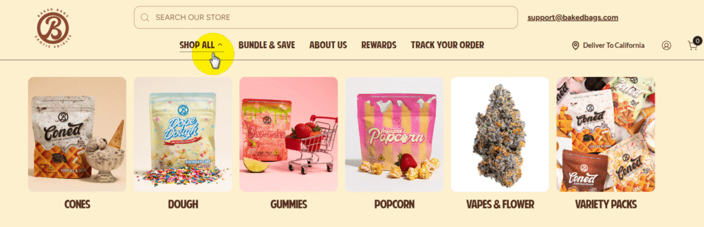 Baked Bags mega menu