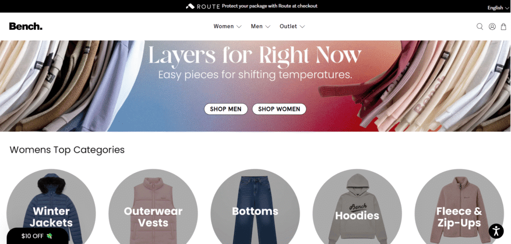 Bench using Flex fashion theme