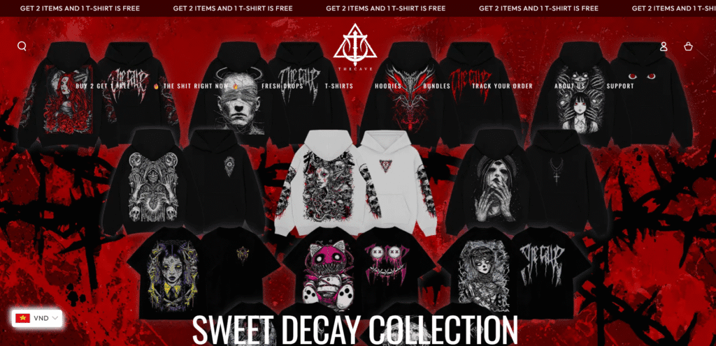 Cave Apparel using Be Yours Shopify theme