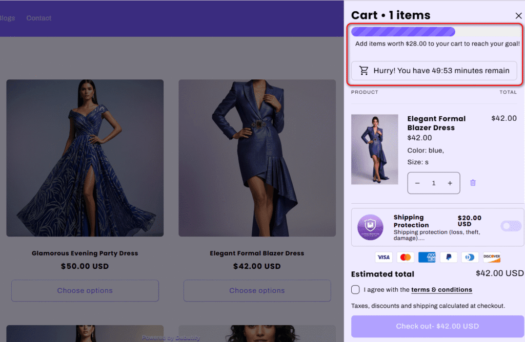 Debutify theme Cart Goals